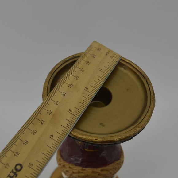 Santa Candle Stick Holder Old Christmas Faux Carved Wood Resin - Picture 4 of 13